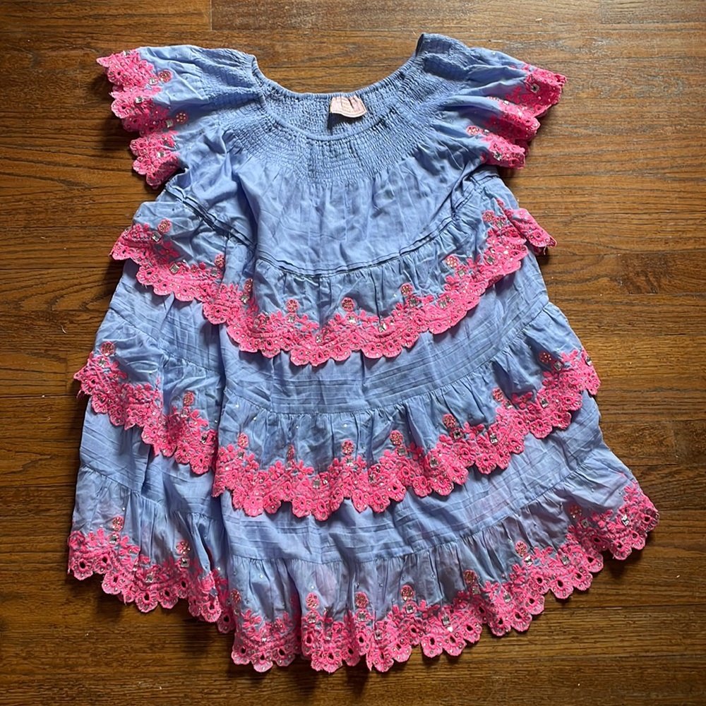 Las Noches Ibiza by Eric and Jack Periwinkle and Hot Pink Formentera Dress